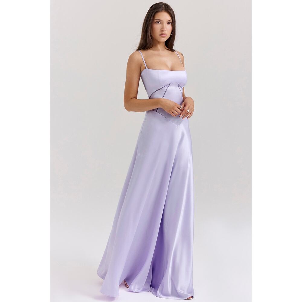 House of CB Anabella Orchid Lace Up Maxi Dress